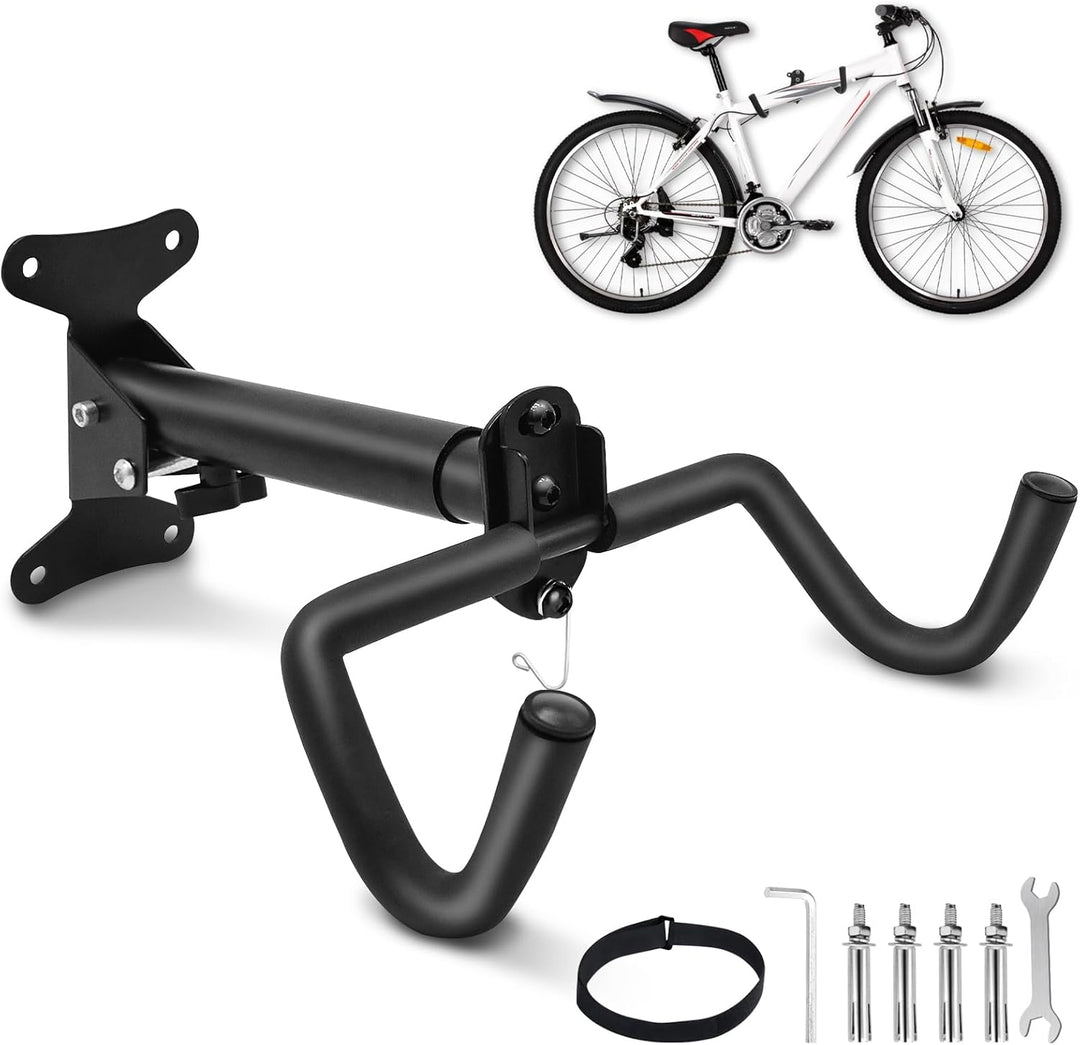 Fahrrad Wandhalterung, Klappbar Metall Fahrradhalterung Wand mit Haken, Softe Polsterung 30kg Tragfä