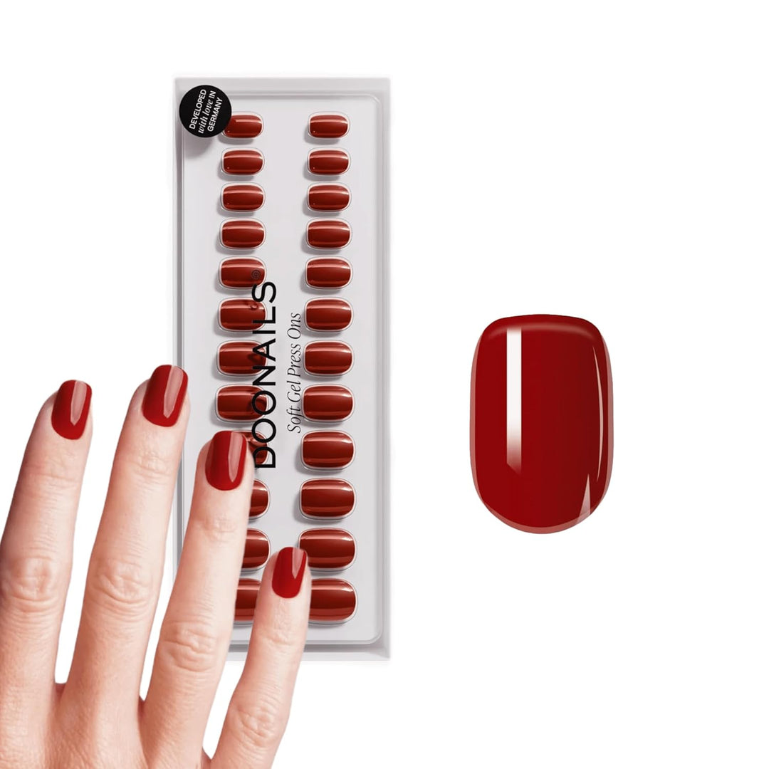 DOONAILS – Press On Nails 30er Set Mon Cheri Square Form Rot– Nägel zum Aufkleben Full Cover in Salo