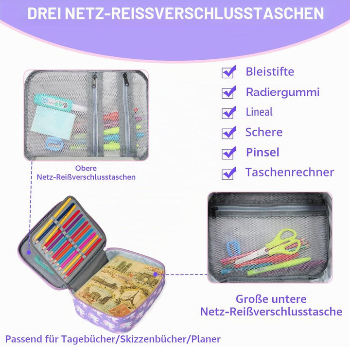 VASCHY Grosse Federmäppchen, Multi Fächer Federmappe Mäppchen Organizer 72 Stück Etui Schule Federta
