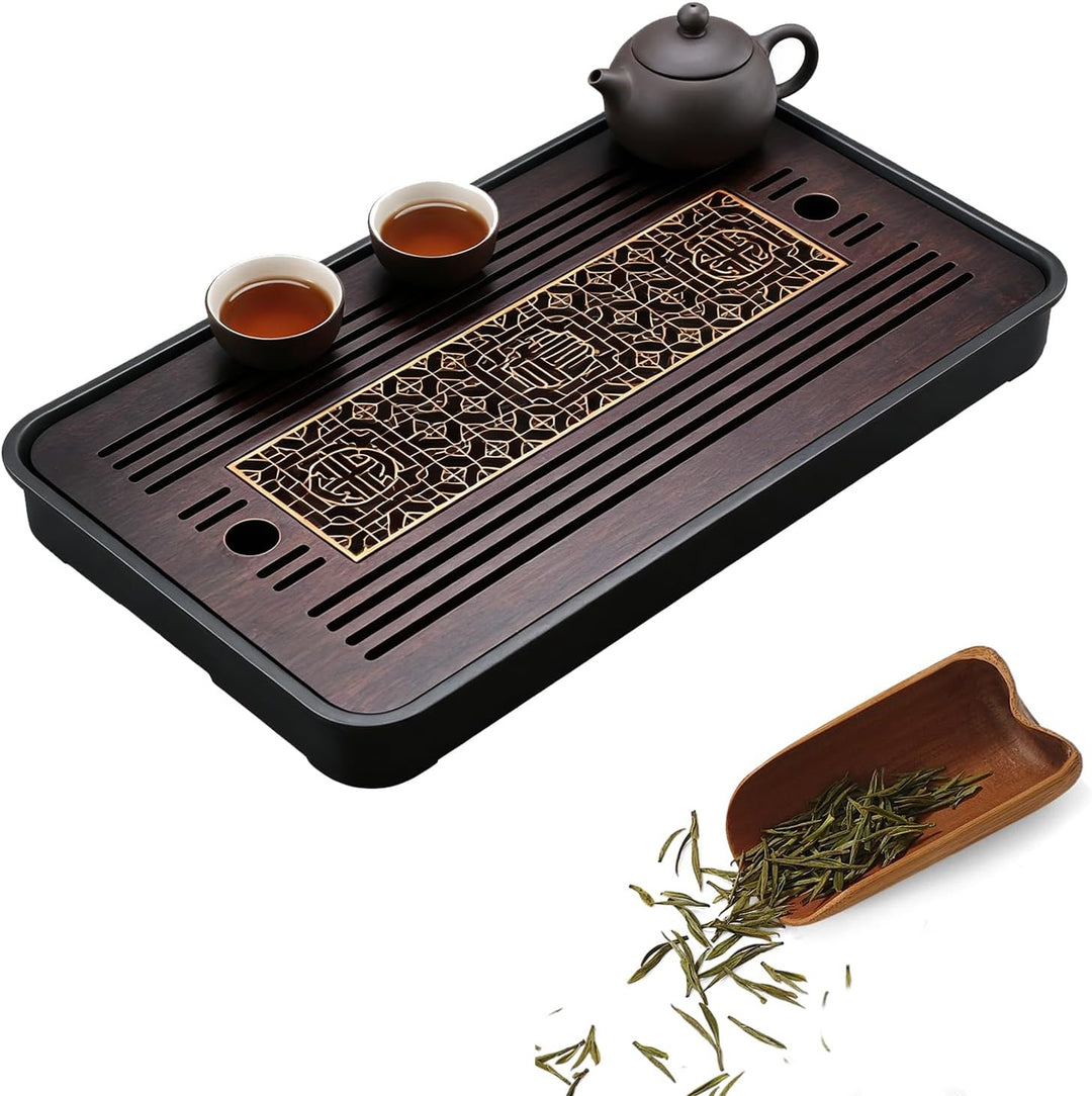 Chinesisches Kung-Fu-Tee-Set, Holz, mühelos, Wasserablauf, bequeme Reinigung und Wartung, 36 x 24 cm
