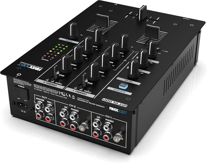 Reloop RMX-10 BT 2-Kanal Bluetooth DJ-Mixer mit eingebauter Bluetooth-Konnektivität, schwarz Single,