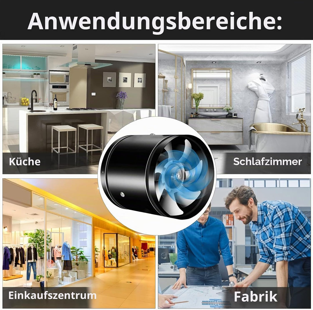 Abluftventilator 200mm Inline Rohrventilator, 1000m³/h Abluft Zuluft Rohrlüfter Industrielüfter Ener