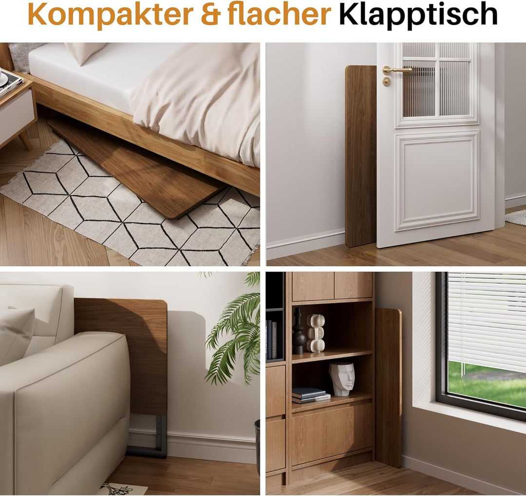 JOYMOOP 80 cm Klappschreibtisch – Braun, Keine Montage, Kleiner Faltbarer Schreibtisch für Zuhause,