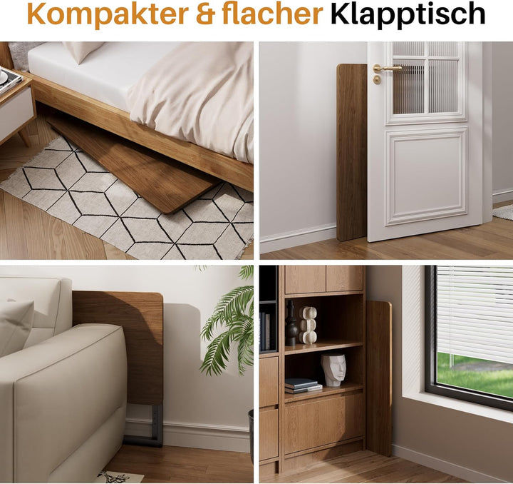 JOYMOOP 80 cm Klappschreibtisch – Braun, Keine Montage, Kleiner Faltbarer Schreibtisch für Zuhause,