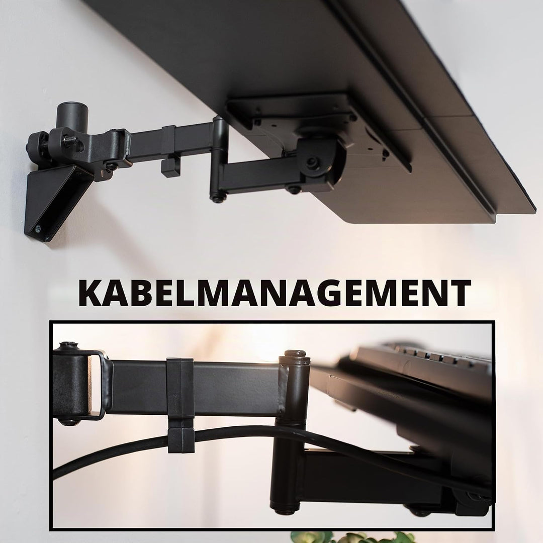 VIVO Steel Universal Full Motion Pole Mount, 26 Inch Keyboard and Mouse Tray, Ergonomic Tilt, 360 De