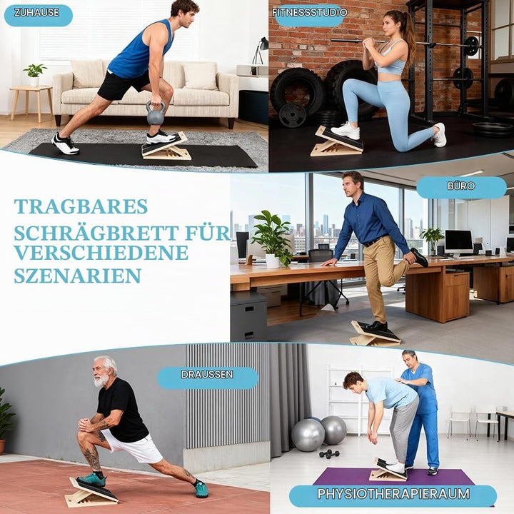 Tragbares Schrägbrett aus Holz, Wadendehner Balance Board, Klappbares Slant Board mit Einstellbarem