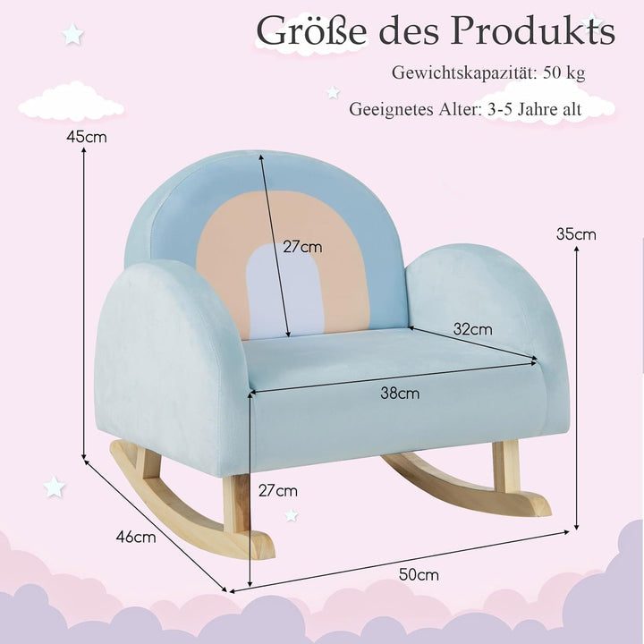 DREAMADE Kindersessel, Kindersofa aus Veloursstoff mit Rückenlehne, massiven Holzfüssen & Kippsicher