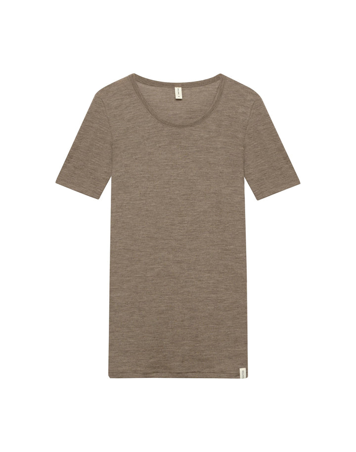 Dilling Damen T-Shirt aus Merinowolle 34 Braun Meliert, 34 Braun Meliert