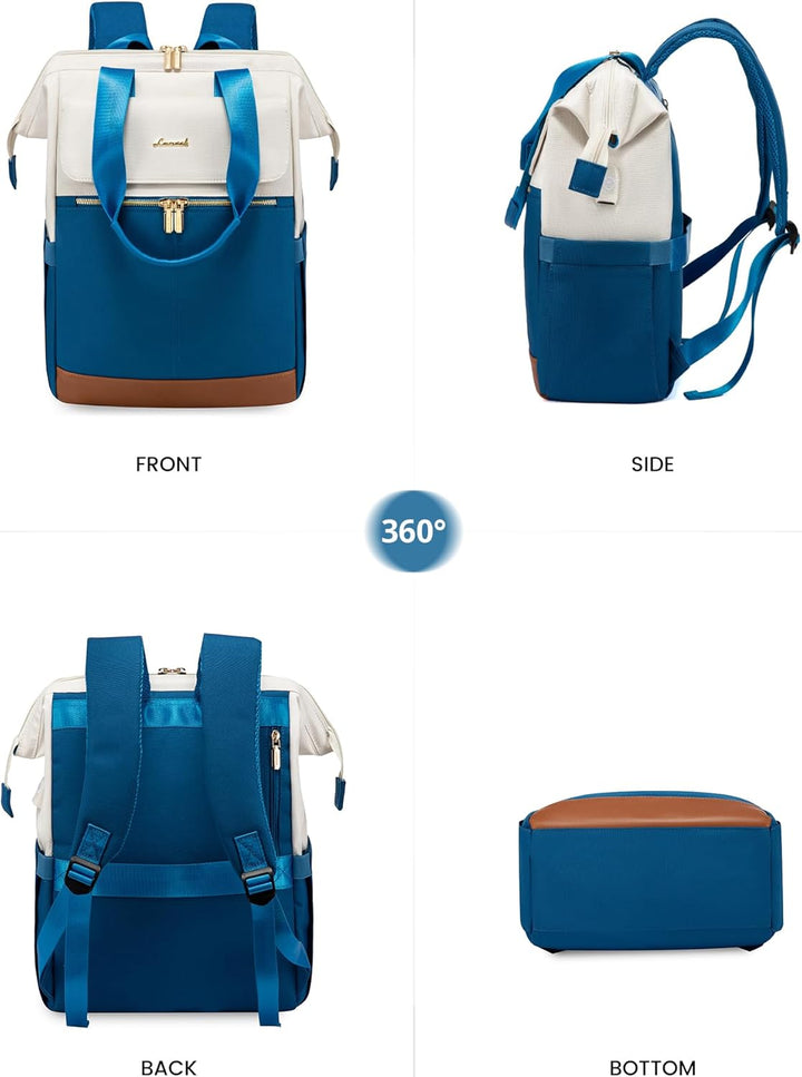 LOVEVOOK Rucksack Damen Blau, Laptoprucksack mit USB, Schultasche Teenager, Backpack Women Elegant,
