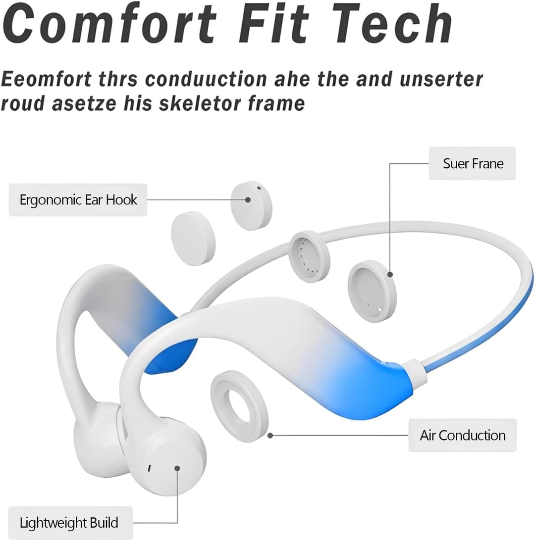 Bone Conduction Kopfhörer Bluetooth 5.4 mit 32-GB-MP3-Speicher, Open-Ear Knochenschall Sport Kopfhör