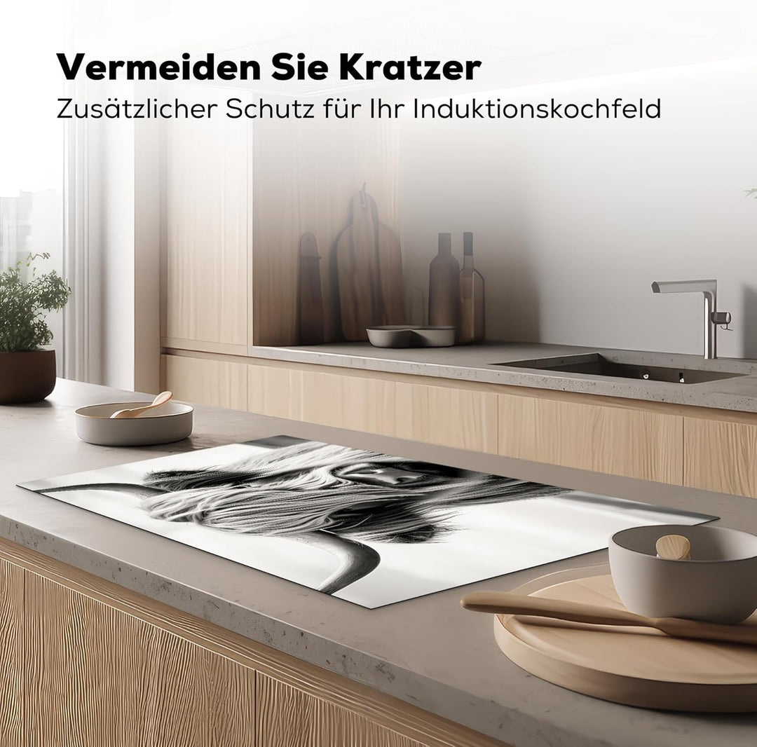Herdabdeckplatte 90x52 cm Einteilig Ceranfeld Abdeckplatte für Induktionsschutz Ceranfeldabdeckung V