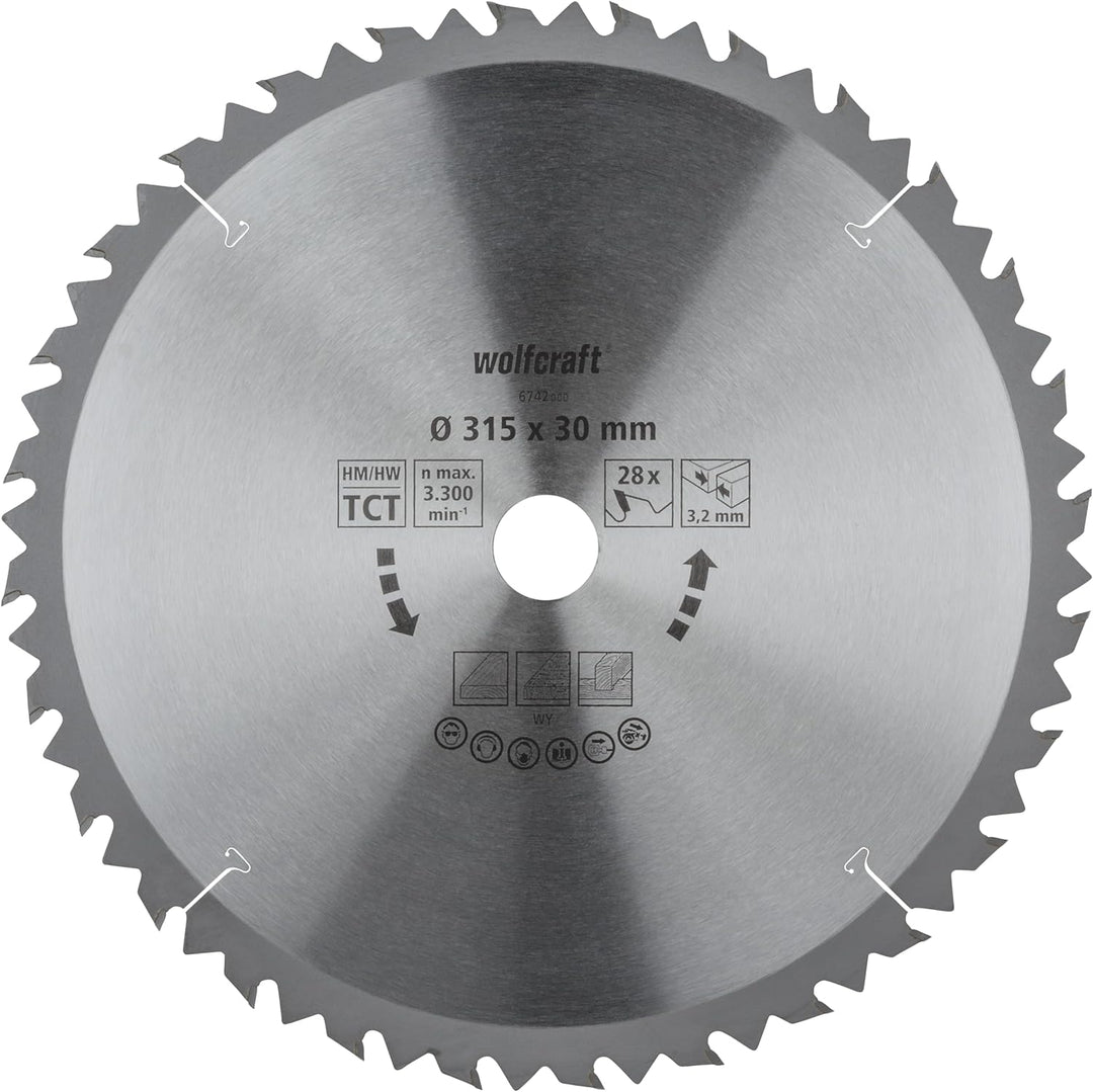 wolfcraft 6742000 1 TischKreissägeblatt HM, 28 Zähne, ø 315 mm ø315mm, ø315mm