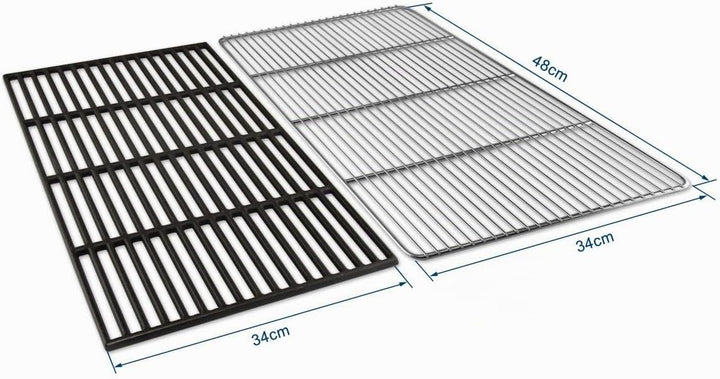 Grillrostprofi 48 x 34 cm Grillrost Edelstahl/Gusseisen emailliert für Weber Genesis II E-310, Genes