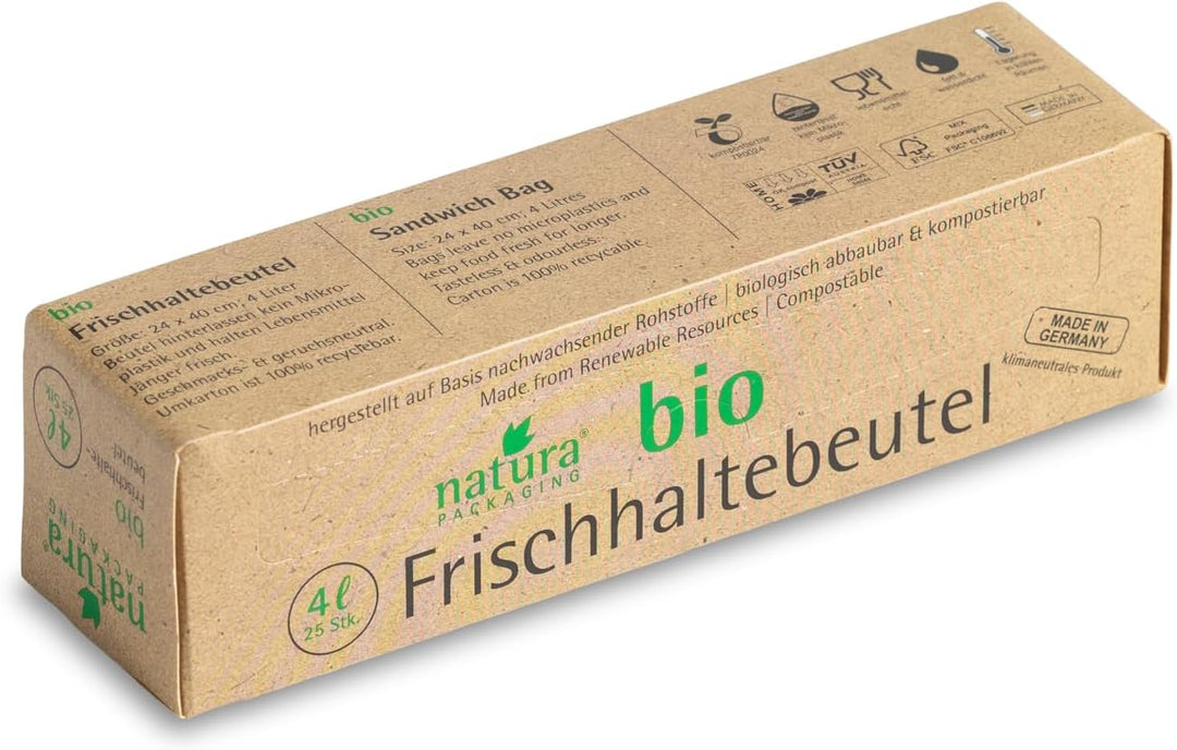 bioMat Kompostierbare Frischhaltebeutel 4l, 75 Stk. Gefrierbeutel, Premium-Qualität, Klimaneutral, M