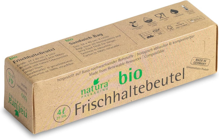 bioMat Kompostierbare Frischhaltebeutel 4l, 75 Stk. Gefrierbeutel, Premium-Qualität, Klimaneutral, M