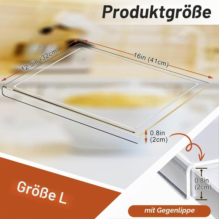 JJL Acryl-Schneidebrett mit Saftkanal 41 x 32 cm - BPA-frei, rutschfest, transparent - Multifunktion