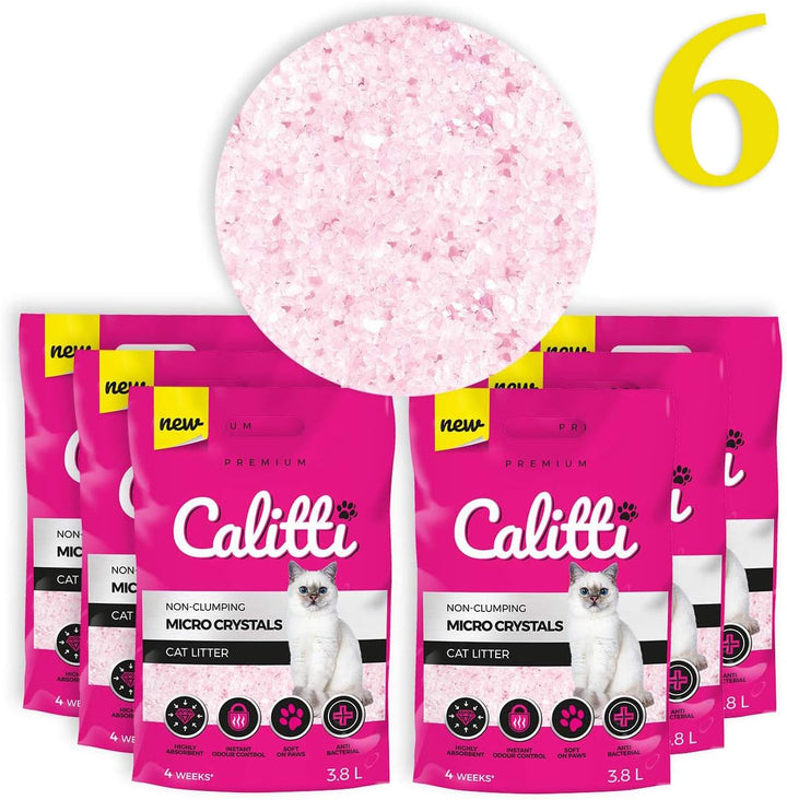 Calitti - Micro Silikat Katzenstreu | Premium Crystals Silikatstreu | Antibakteriell Katzensand | 6-