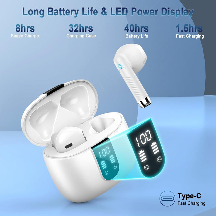 Bluetooth Kopfhörer, In Ear Kopfhörer Bluetooth 5.3 mit 40H Tiefer Bass, 2024 Neue Kabellose Kopfhör