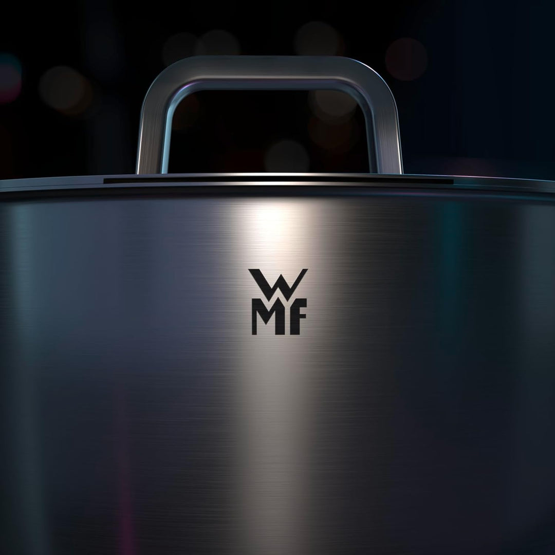 WMF Iconic Kochtopf gross 22cm, Metalldeckel, Bratentopf Induktion 3,2l, grosser Topf, Cromargan Ede