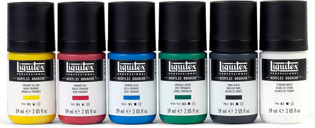 Liquitex 3699323 Proffessional Acrylic Gouache, Primärfarben, Set 6 Flaschen a 59ml 59 ml (6er Pack)