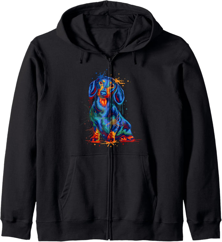 Bunter Dackel Dachshund Teckel Geschenkidee Kapuzenjacke
