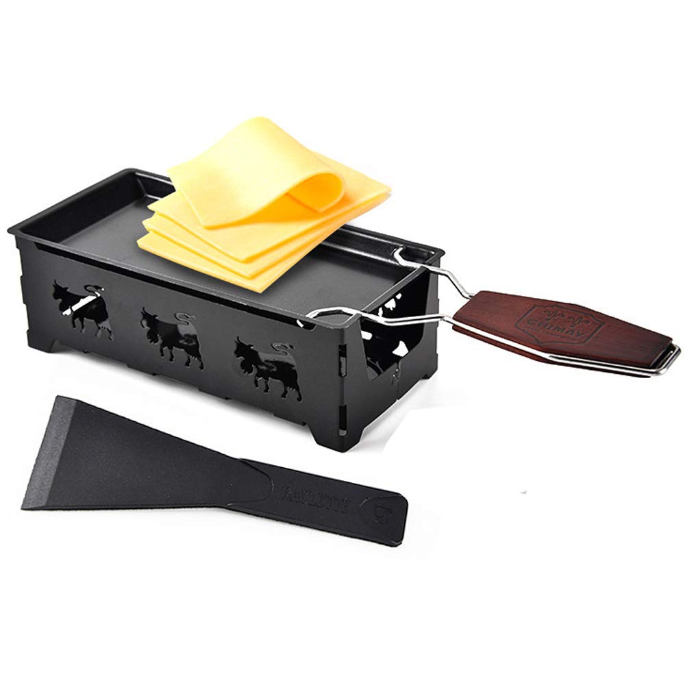 TAMUME Käse Griller Käse Schmelzgerät Tragbar Kerzenlicht Raclette-Metall Antihaft-Käsepfanne (Nero)