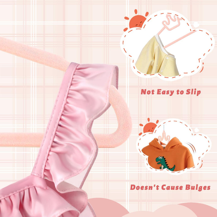 ManGotree Baby-Samtbügel, rutschfeste Filz-Kinderkleiderbügel, 32 cm Niedliche Kronenbügel für den K