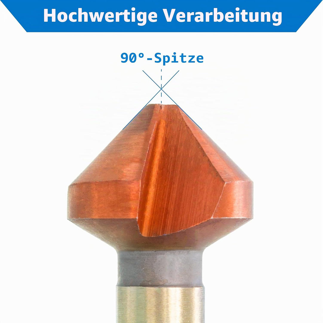 TJR® 6 beschichtete 90° Grad Kegelsenker Ø 6,3-20,5 mm aus HSS Stahl - Richtig Scharf - Senker Entgr