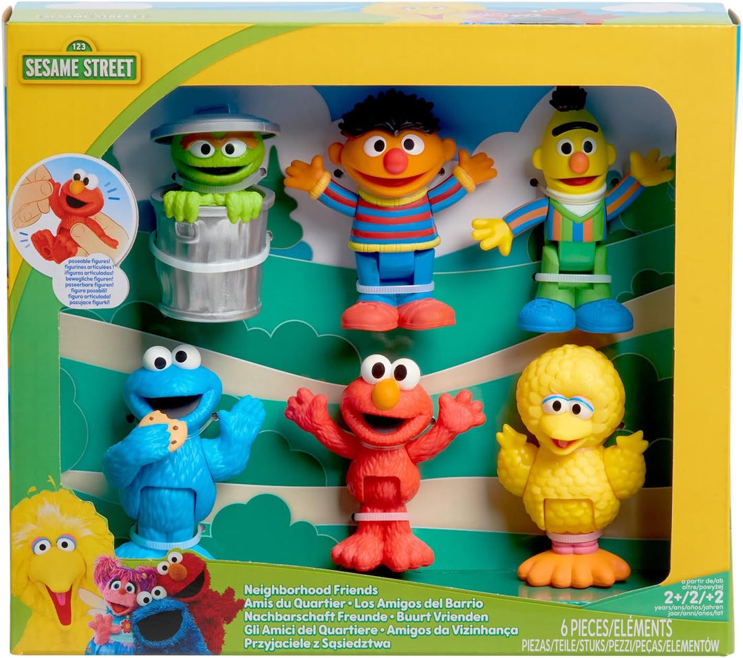 Just Play Sesamstrasse Nachbarschaftsfreunde 6er-Pack, 7,6 cm grosse Sammelfiguren, Kinderspielzeug