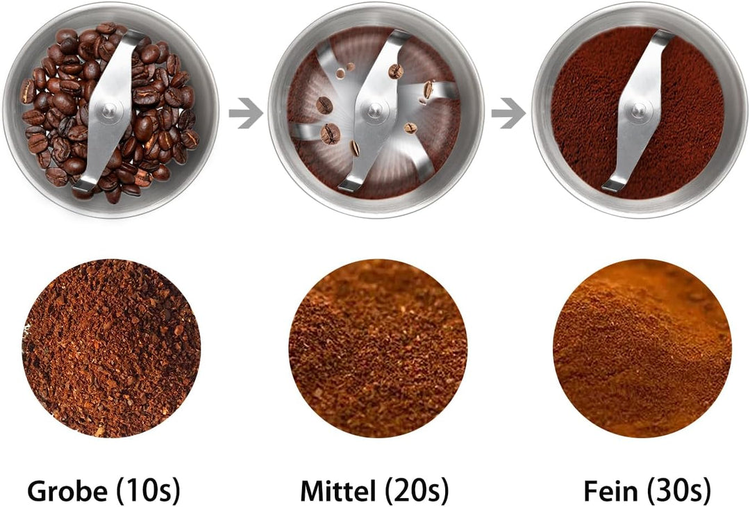 DR MILLS DM-7412M Elektrische Gewürz- und Kaffeemühle, Mühle und Hackmesser, abnehmbarer Becher, abw