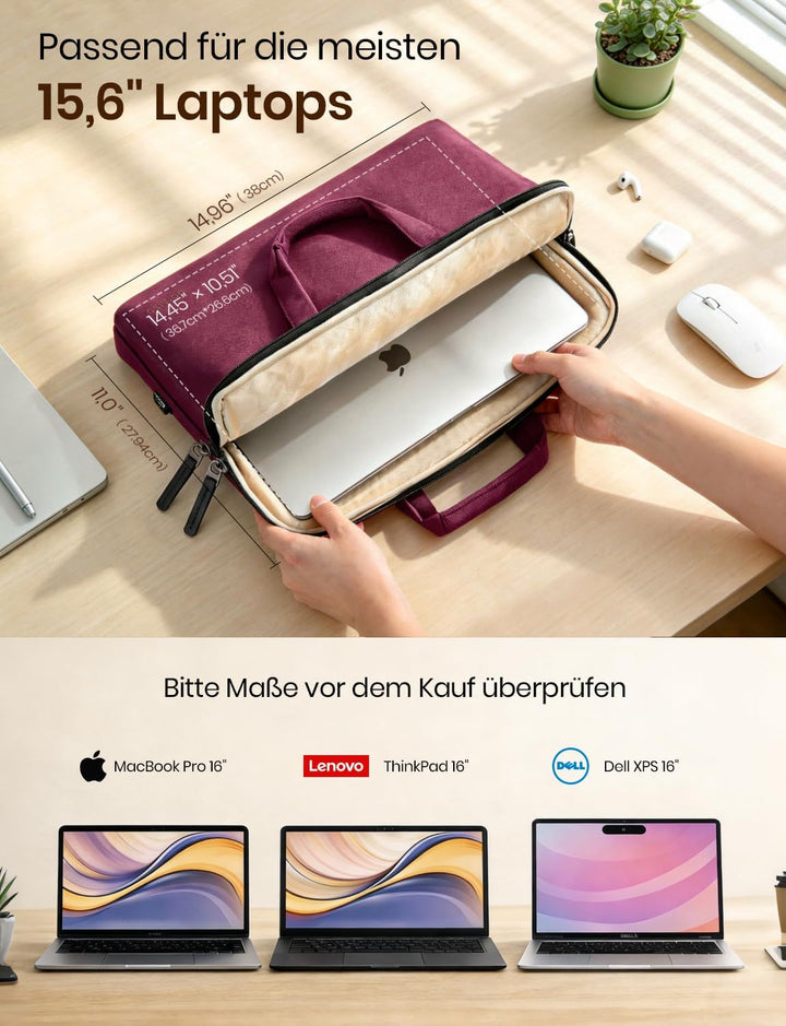 DOMISO 15-15,6 Zoll Wasserdicht Laptop Tasche Aktentasche Schultertasche Notebooktasche für 15.6" Le
