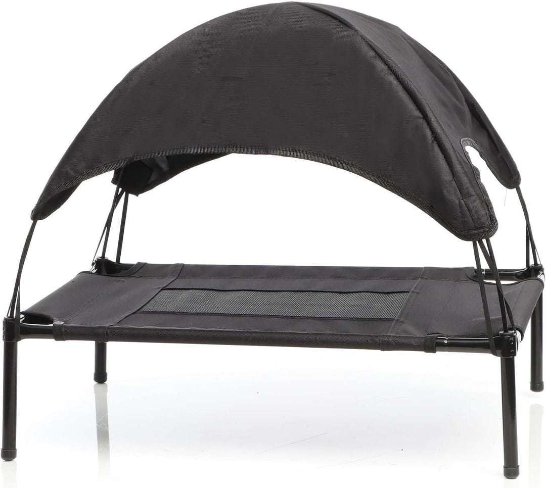Wiltec Hundebett mit Dach Schwarz 76 x 60 x 16 cm Grösse M bis 25 kg Outdoor Katzenliege Haustier Sc