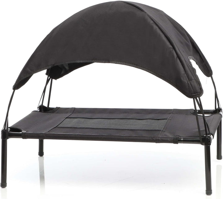 Wiltec Hundebett mit Dach Schwarz 76 x 60 x 16 cm Grösse M bis 25 kg Outdoor Katzenliege Haustier Sc