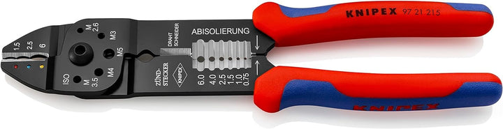 KNIPEX Crimpzange, 0,5-6,0 mm², mit F-Crimp, für isolierte Kabelschuhe, mit Abisolier- und Scheidfun