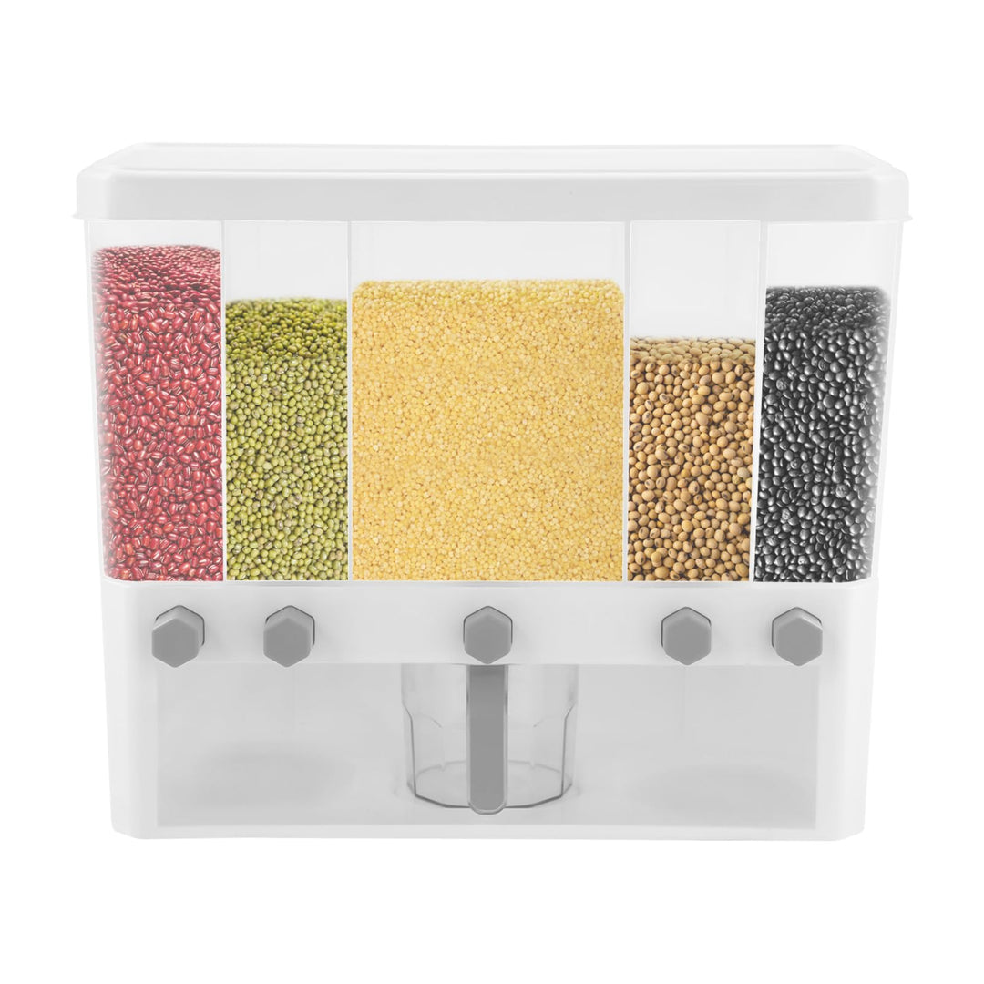 5-Grid Müslispender, 10 L Dry Food Dispenser, 5 In 1 Cornflakes Spender, Reiskornspender Vorratsbehä