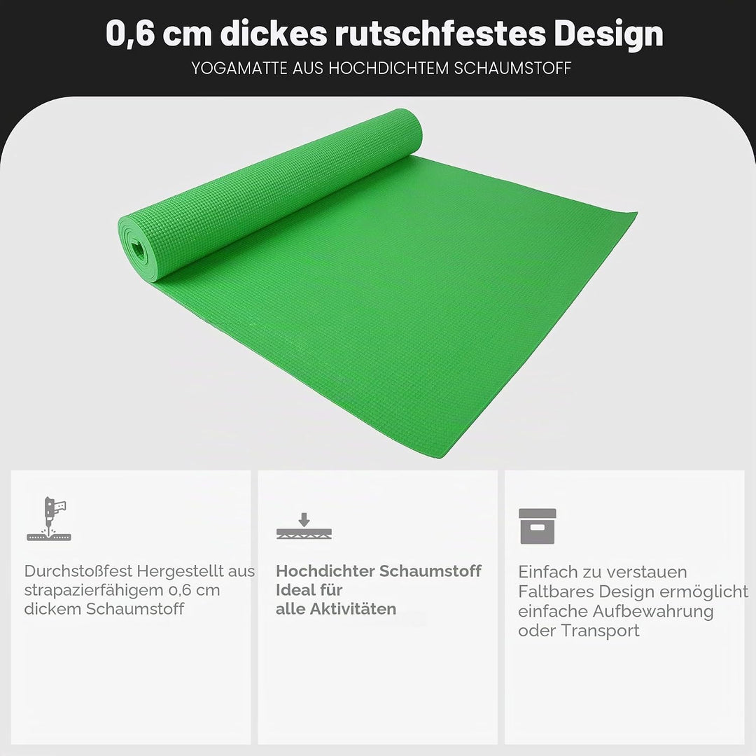 BalanceFrom GoYoga Allzweck-Yogamatte mit hoher Dichte, rutschfest, mit Tragegurt 1/4" grün, 1/4" gr