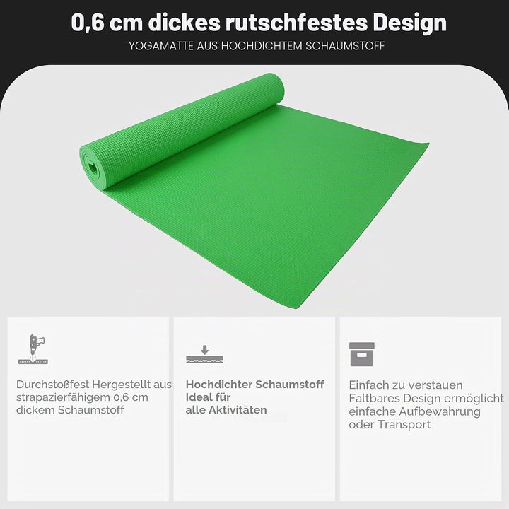 BalanceFrom GoYoga Allzweck-Yogamatte mit hoher Dichte, rutschfest, mit Tragegurt 1/4" grün, 1/4" gr