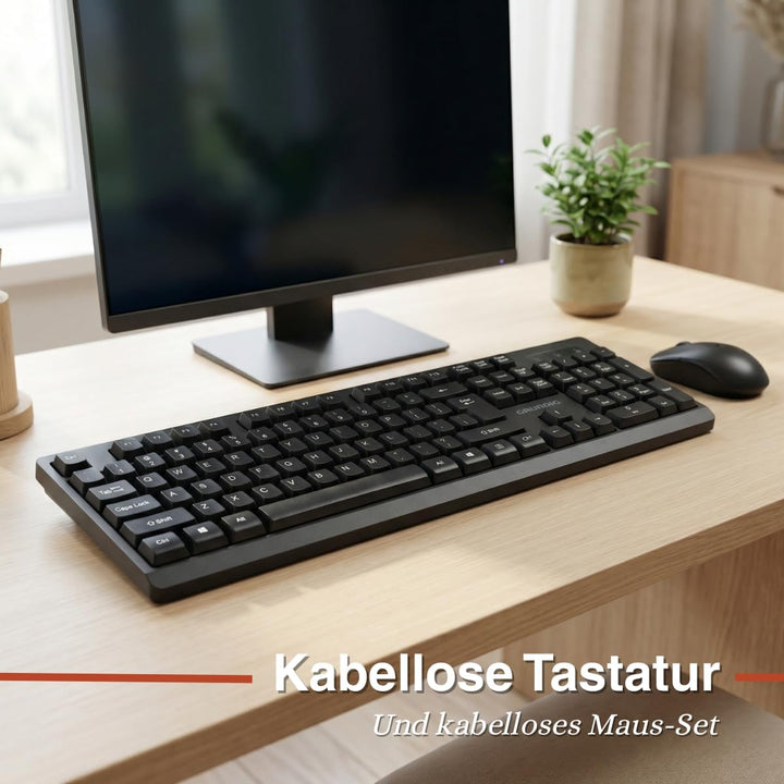 Grundig Kabelloses Tastatur- und Maus-Set - QWERTY mit 104 Tasten - Computermaus mit 3 DPI-Stufen -