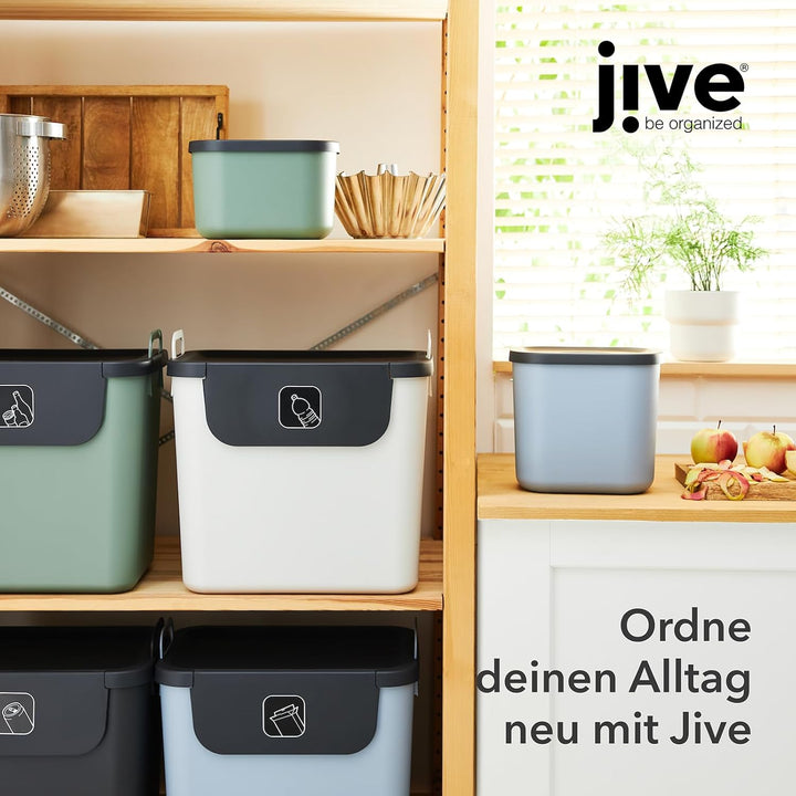 Jive Dekobox 3er-Set Aufbewahrungsbox 16l mit Deckel, Kunststoff (PP recycelt), türkis/anthrazit, 3x