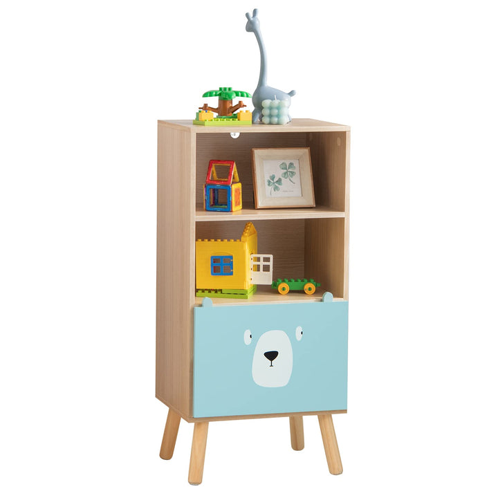 COSTWAY Bücherregal Kinder mit 3 Ebenen, Kinderregal Holz mit Schublade & 2 offenen Fächer, Spielzeu