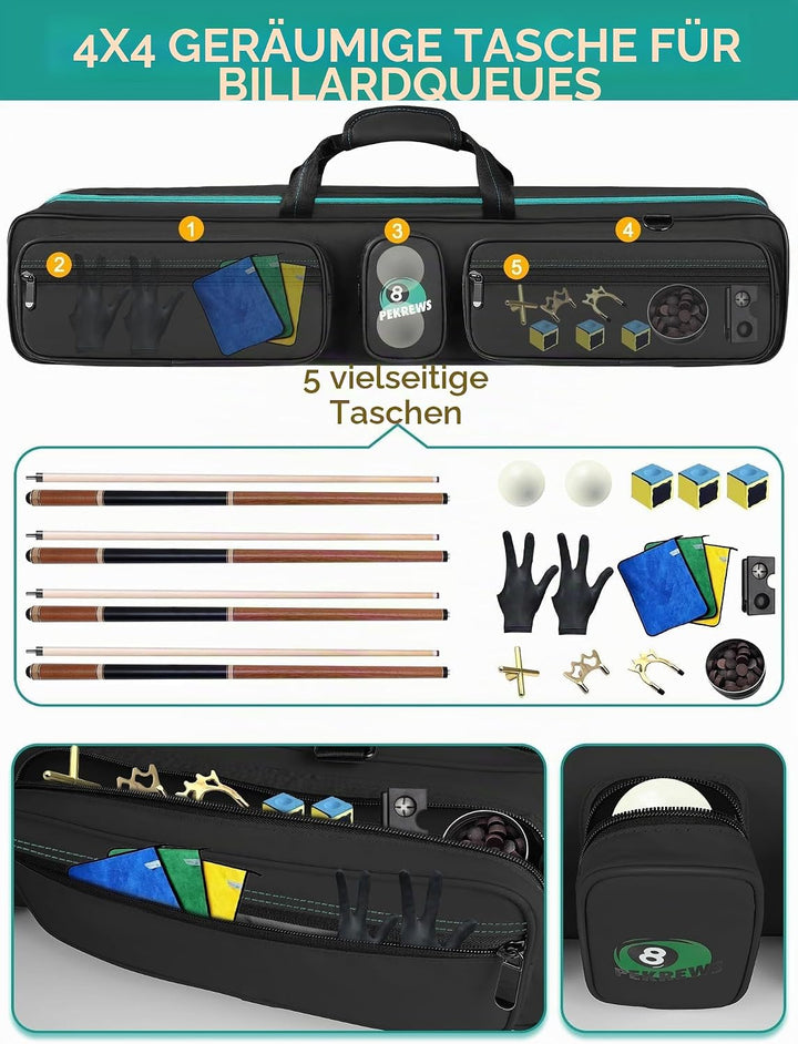 PEKREWS Billardqueue-Tasche mit Rucksackgurten, weiche Tragetasche für Billardqueue, Tragetasche mit