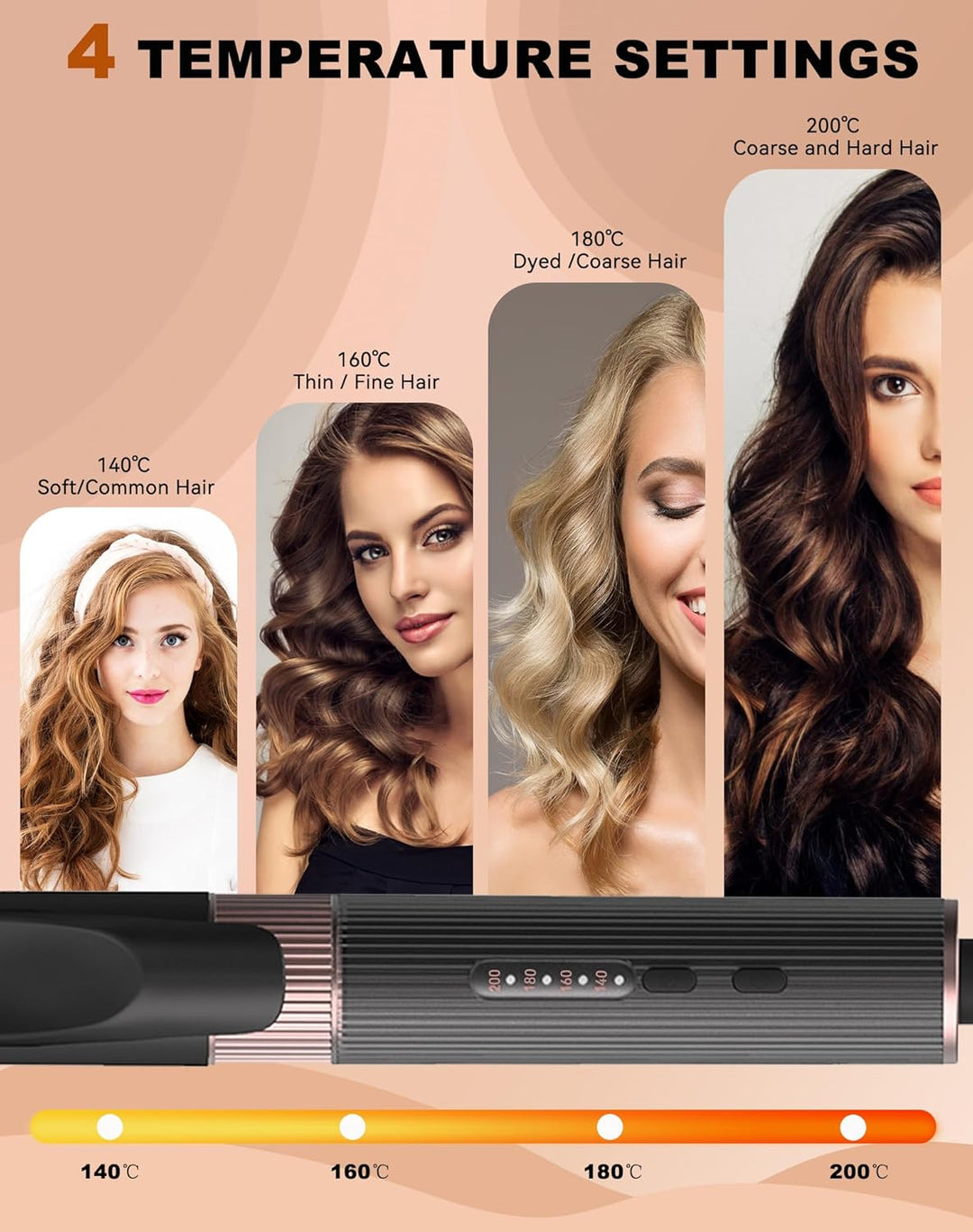 Lockenstab Grosse Locken 32mm, UKLISS PRO Lockenstäbe mit Klemme, Dicker Lockenstab für Lange Haare