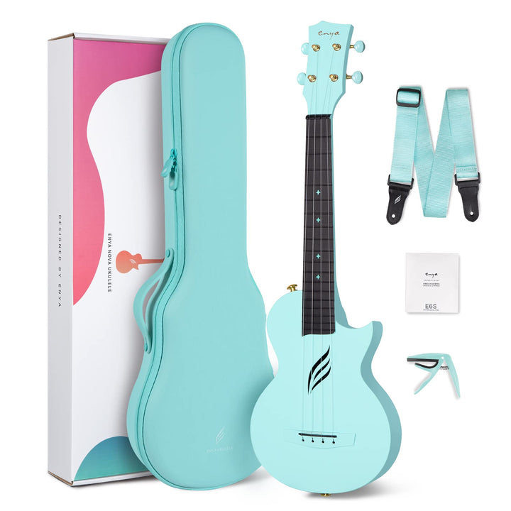 Enya Konzert Ukulele Nova U 23 Zoll Kohlefaser Anfänger Ukulelen Set mit Tasche Saiten Gurt Capo Was