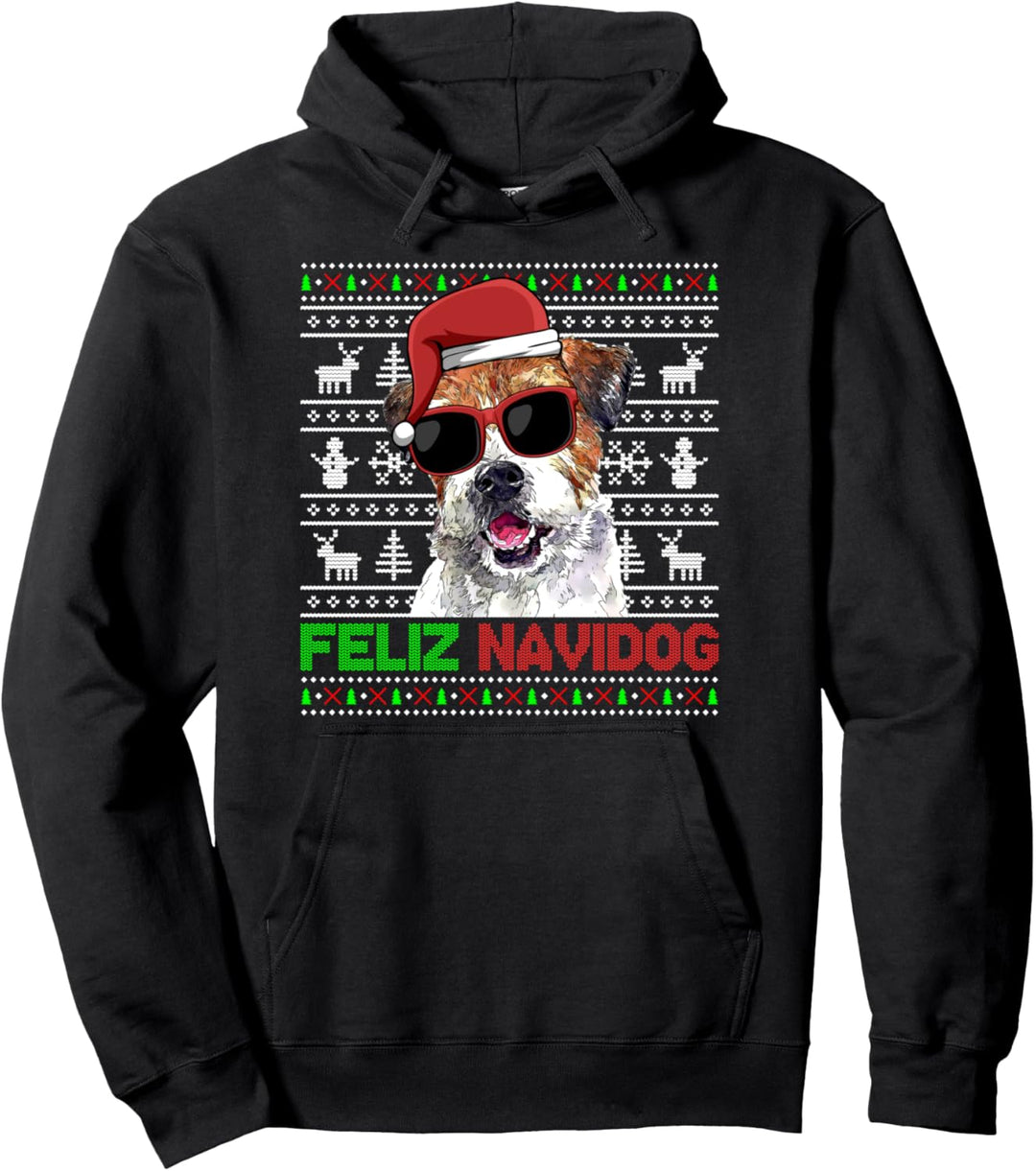 Parson Russell Terrier Hund Feliz Navidog Lustig Weihnachten Pullover Hoodie
