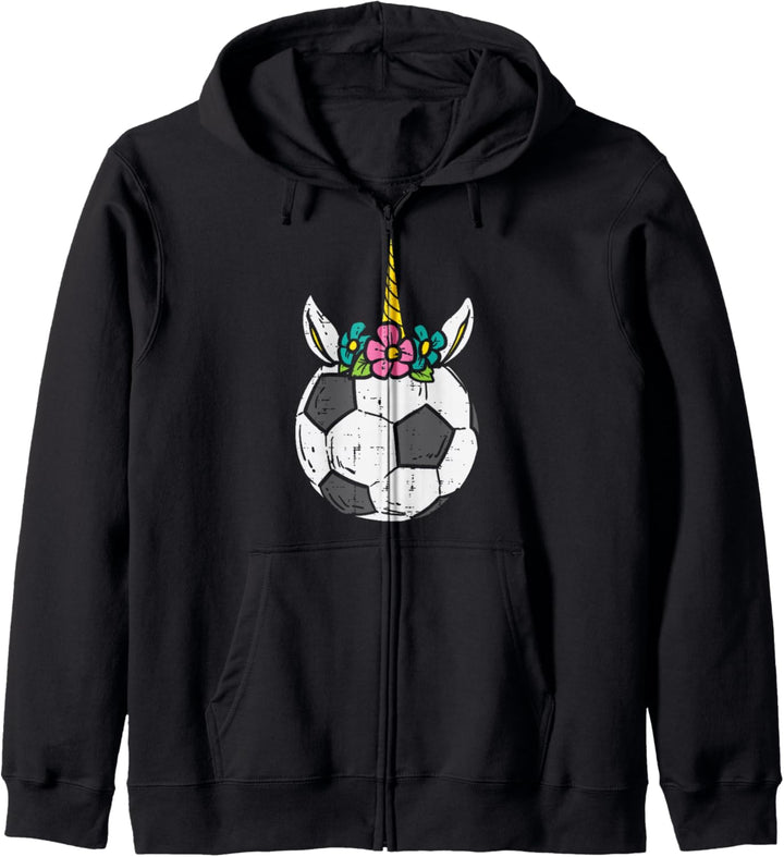 Einhorn-Kopf-Fussball für Mädchen und Frauen. Kapuzenjacke