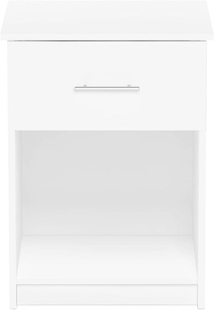 Furinno Tidur Nachttisch, Holz, Reines Weiss, 1-Pack Handle