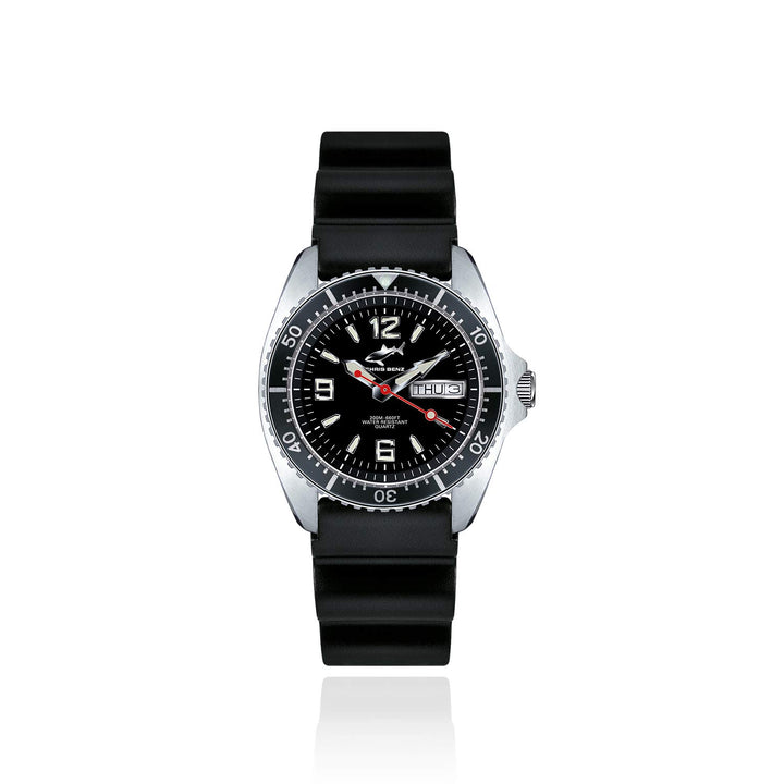 CHRIS BENZ ONE Man 200M Taucheruhr mit Kautschukband, Tintenfischschwarz