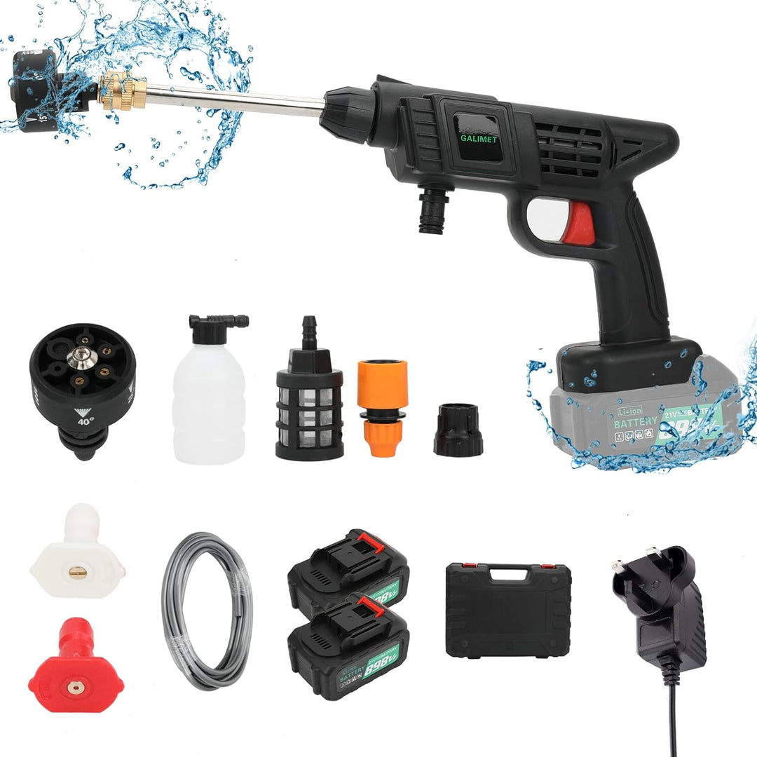 Akku Hochdruckreiniger, Tragbarer 21V 290PSI Hochdruckreiniger mit Zubehörset, 2.5Ah Akku Hochdruckr
