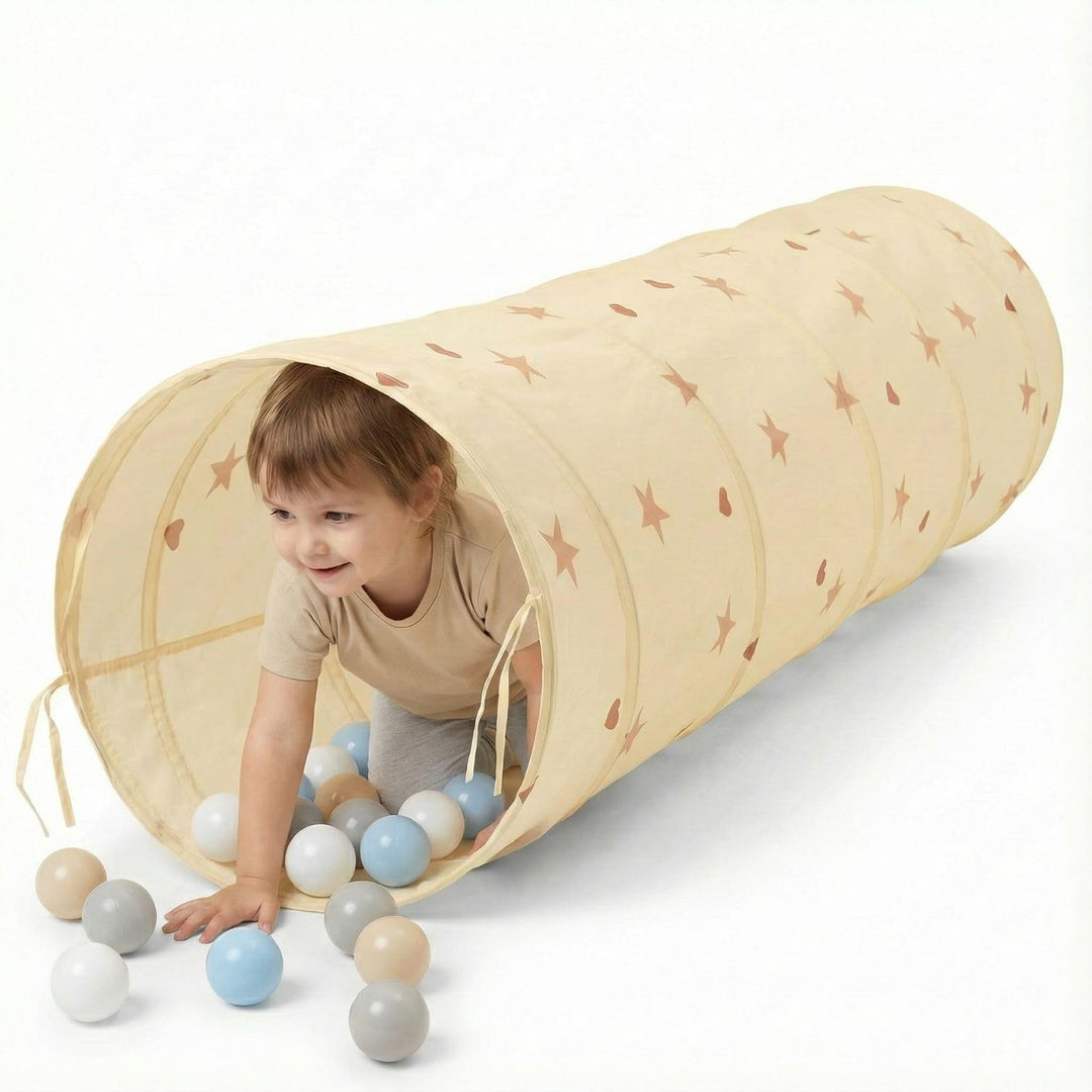 Pop-Up Tunnel Für Kinder Mit 100 Bälle Faltbarer Spieltunnel Flexibel Krabbeltunnel, Hellbeige: Past