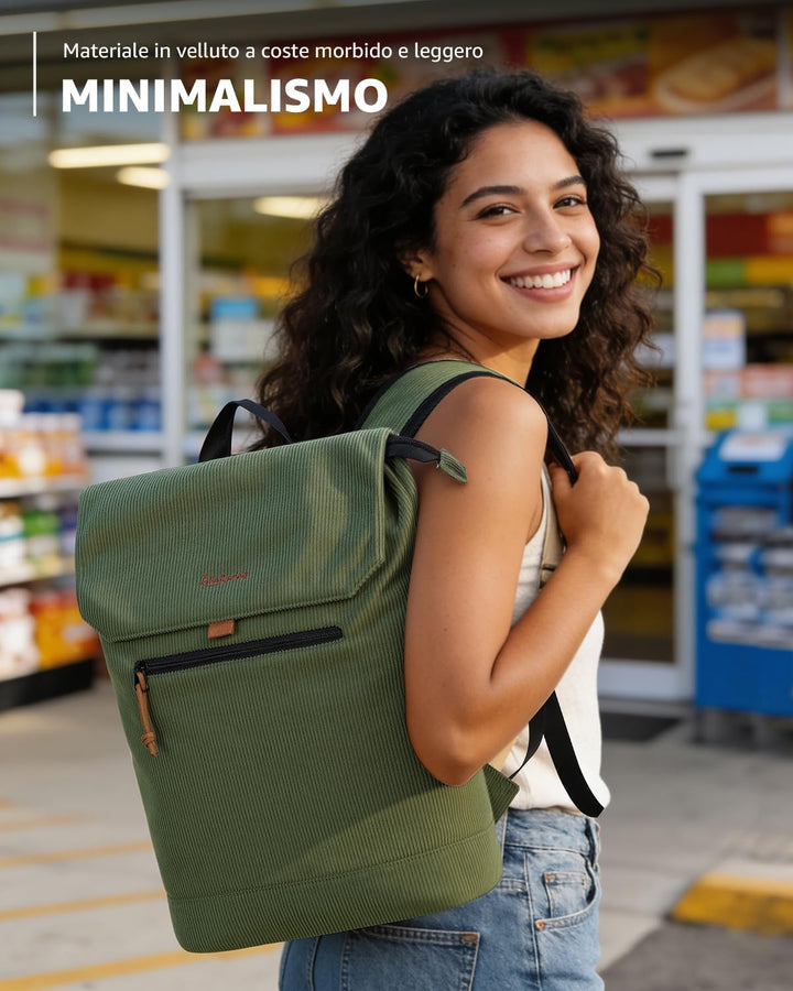Rucksack Damen & Herren, Mattleder Tagesrucksack mit 15,6" Laptopfach, Eleganter City und Business B